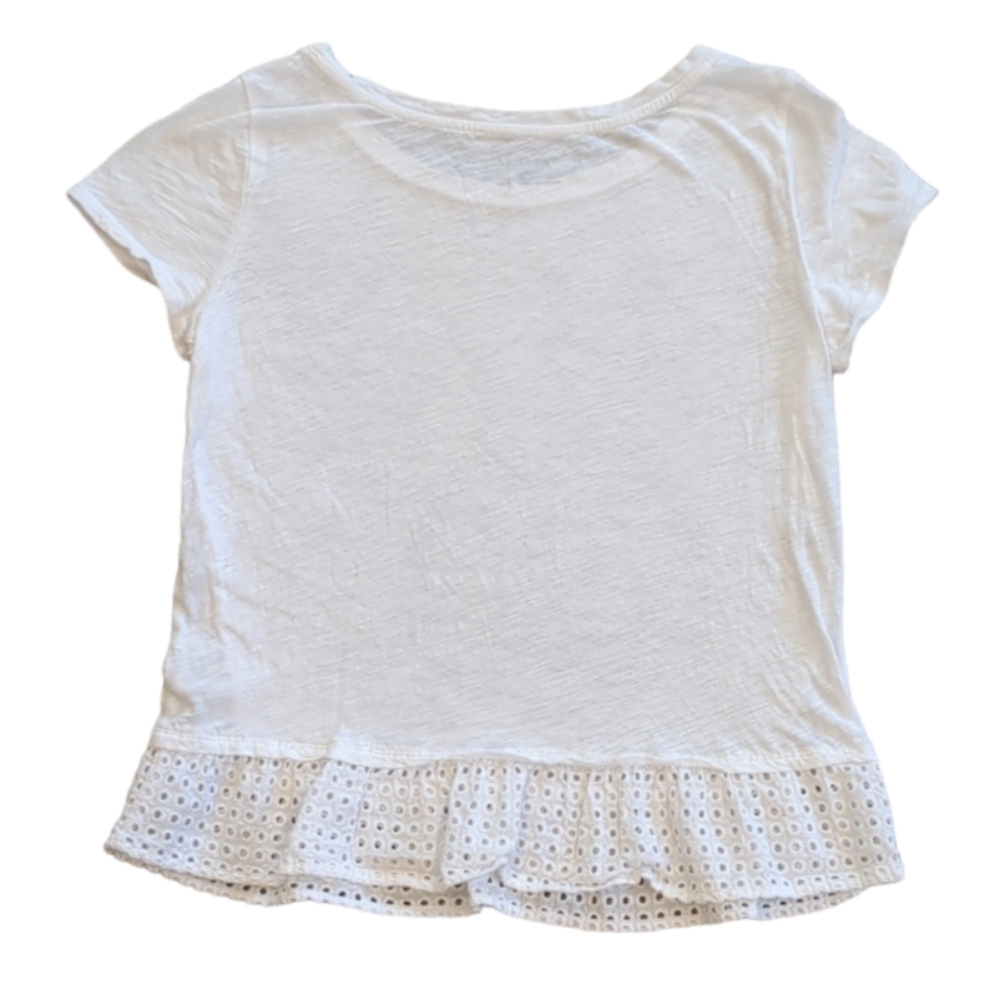 Talbots Short Sleeve Shirt with Eyelet Hem White Size Medium - Picture 2 of 4